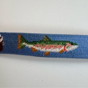 NWT Smathers & Branson Trout and Fly Needlepoint Belt Size 28